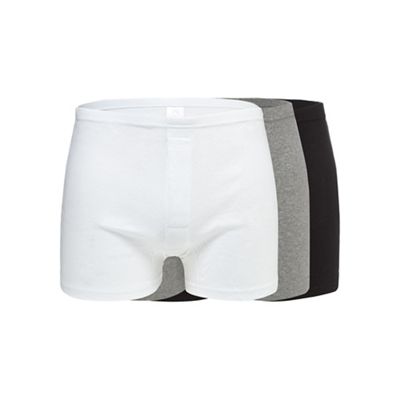 Pack of three black, white and grey boxers